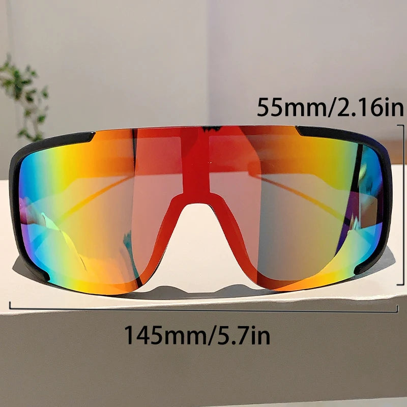 KAMMPT Oversize Monoblock Sunglasses Men Fashion Mirror Sports Goggle for Skiing Trendy Women Anti-UV Outdoor Hiking Sun Glasses